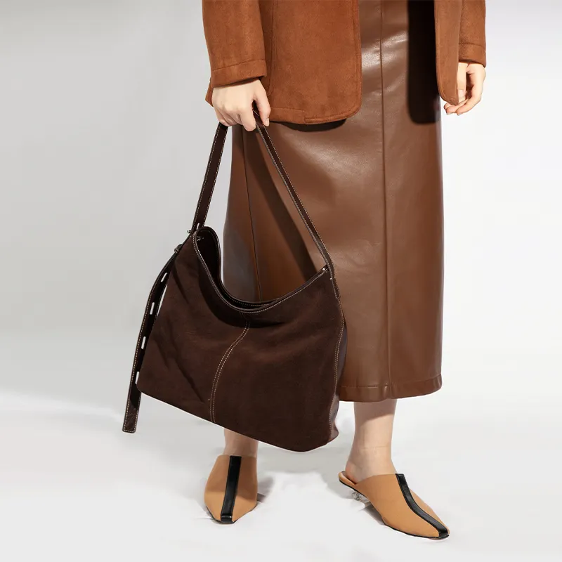 VENOF Genuine Cow Leather Commute Tote Shoulder Bag Women's Natural Brown/Lazy Coffee Brown/Shelle Green-17