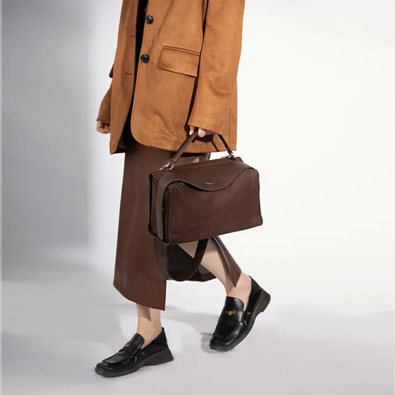 VENOF Cow Leather Shoulder Bag Crossbody Bag Handbag Medium Size Women's Toraja Brown/Manting Coffee-13