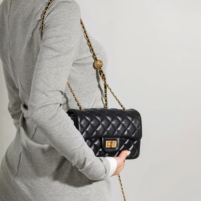 VENOF Chanel Inspired Crossbody Bag, Shoulder Bag, Trumpets Women's Black/White/Blue-8