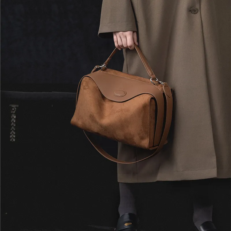VENOF Cow Leather Shoulder Bag Crossbody Bag Handbag Medium Size Women's Toraja Brown/Manting Coffee-5