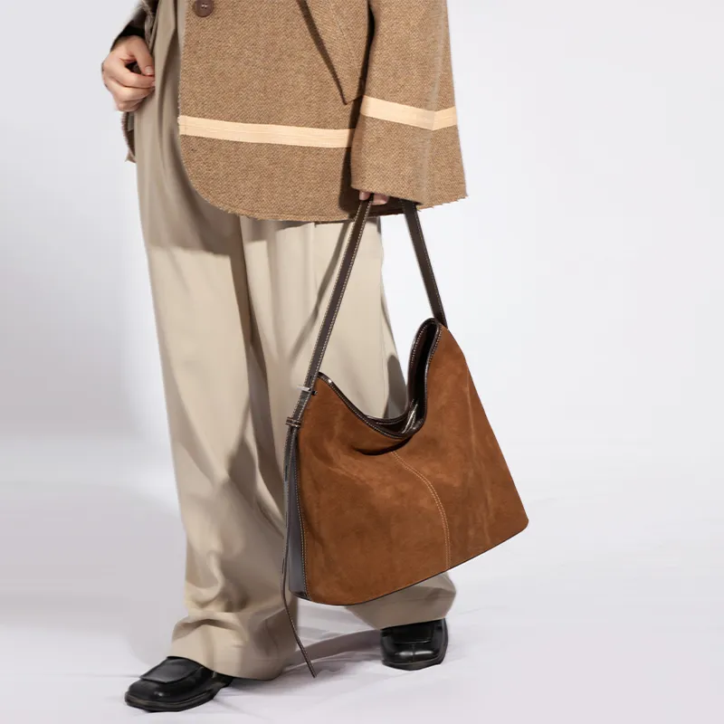 VENOF Genuine Cow Leather Commute Tote Shoulder Bag Women's Natural Brown/Lazy Coffee Brown/Shelle Green-9