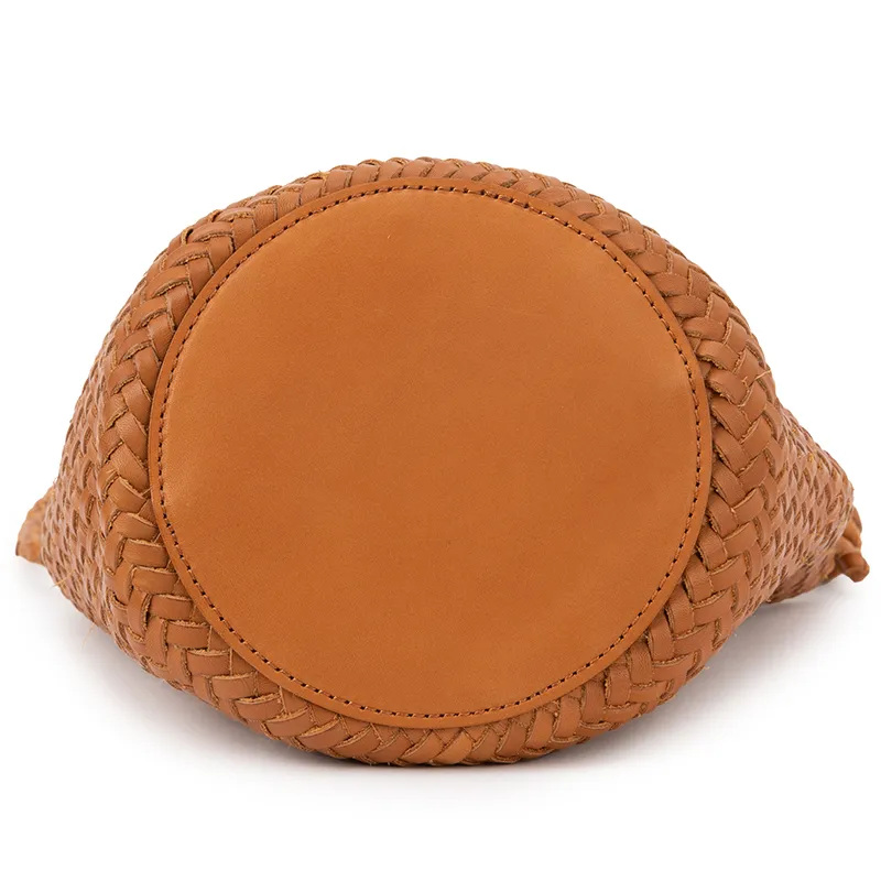 VENOF Cow Leather Shoulder Bag Trumpets Women's Natural Brown/Twilight Black/Ochre Coffee-4
