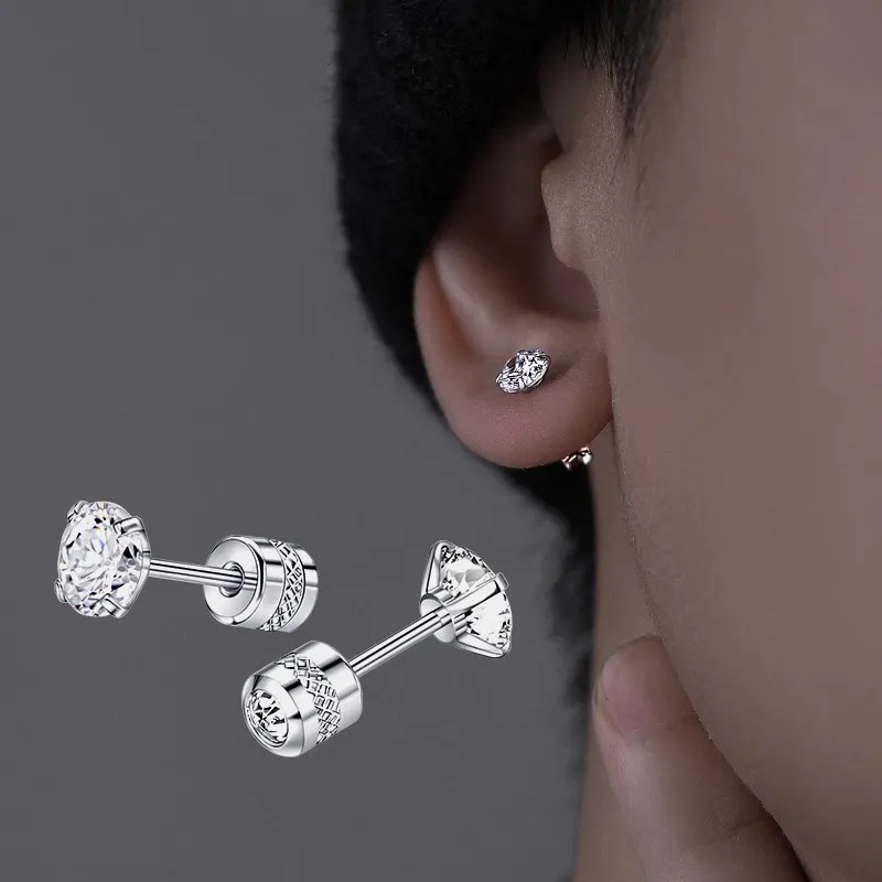 LNIEER Medical Titanium Steel Zirconia Stud Earrings Men's-29