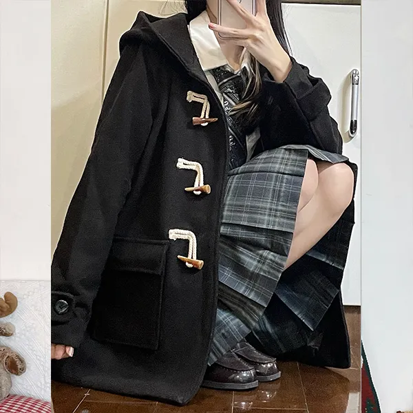 Ice Cream And Whale Coat Women's Black-12