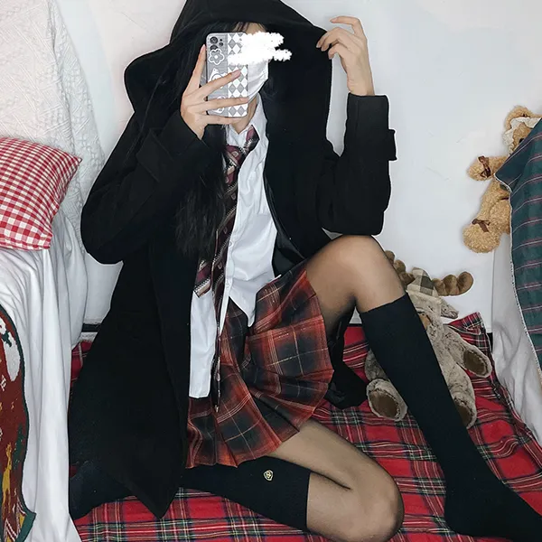 Ice Cream And Whale Coat Women's Black-17