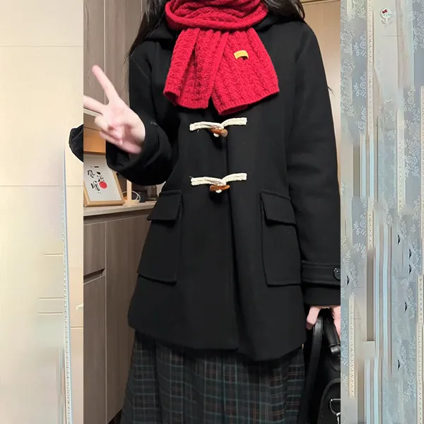 Ice Cream And Whale Coat Women's Black-4