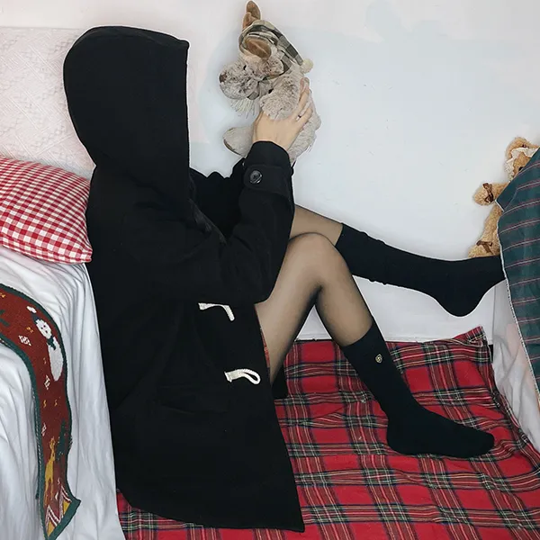Ice Cream And Whale Coat Women's Black-3