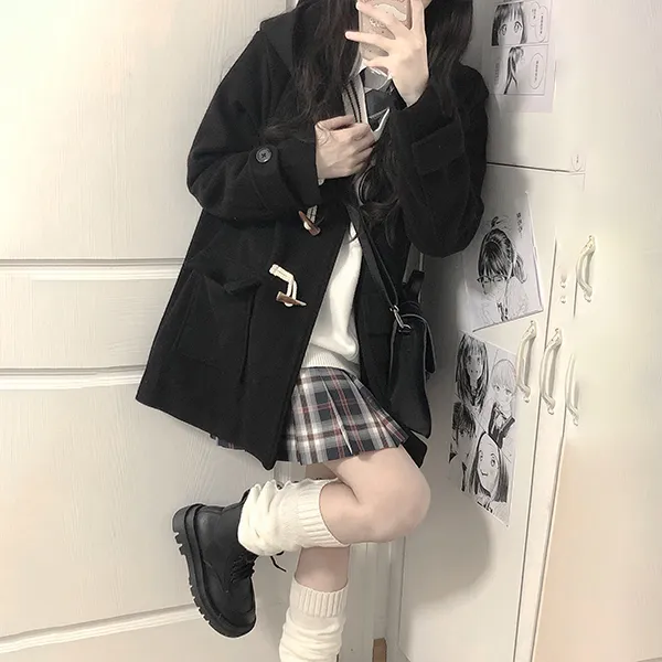Ice Cream And Whale Coat Women's Black-16