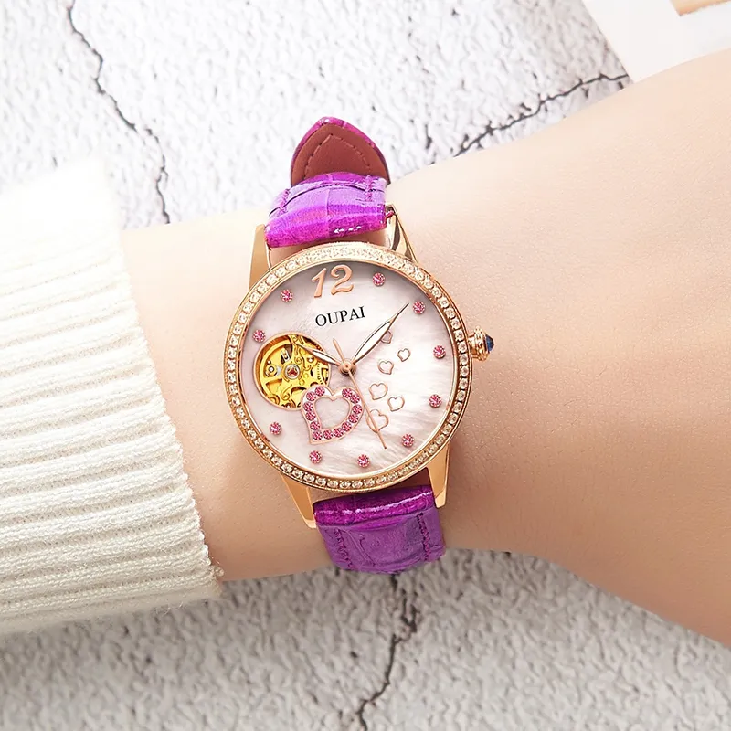 OUPAI Automatic Mechanical Movement Ceramic Strap Watch Women's Watch Mother of Pearl Color Watch Dial OP80055LO-1