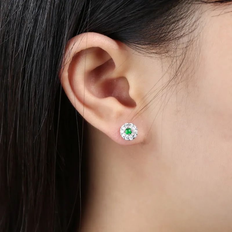 PEARL QUEEN Glutinous Jade Stud Earrings Women's-4