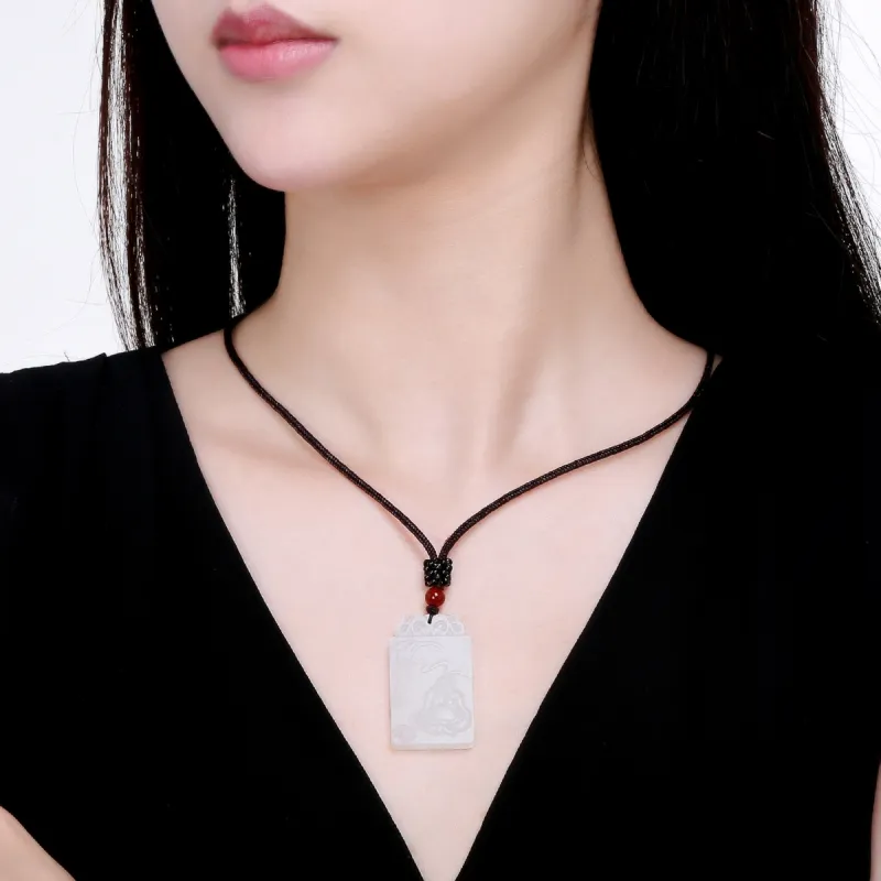 PEARL QUEEN Hetian Jade Pendants Pale Greenish-White Jade Unisex-3