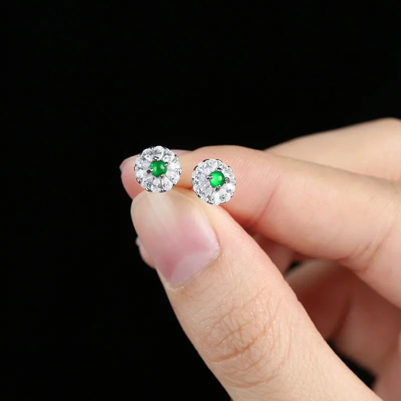 PEARL QUEEN Glutinous Jade Stud Earrings Women's-6