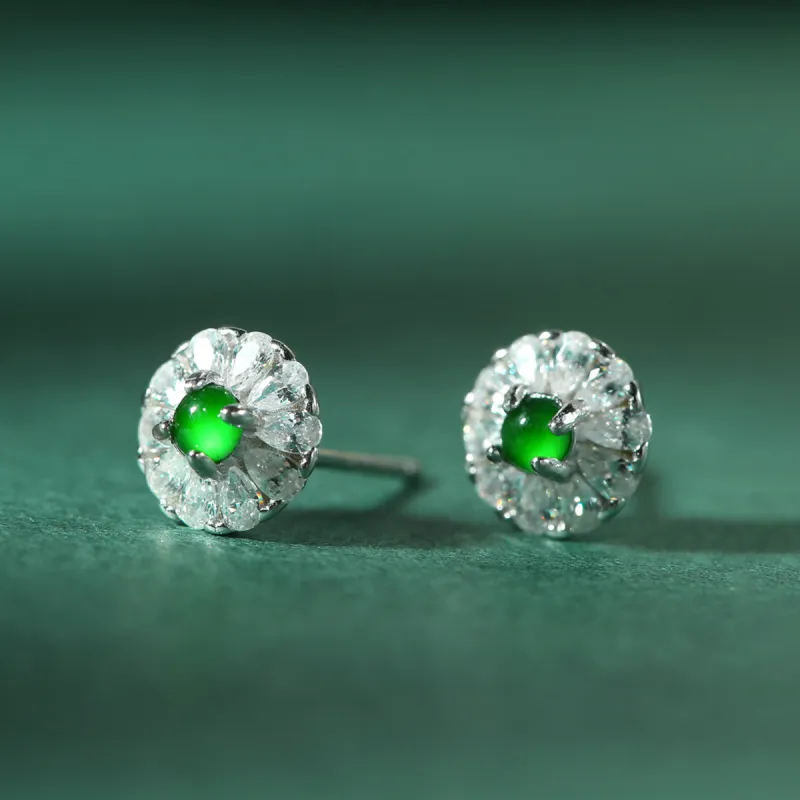 PEARL QUEEN Glutinous Jade Stud Earrings Women's-3