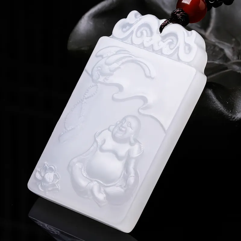 PEARL QUEEN Hetian Jade Pendants Pale Greenish-White Jade Unisex-2