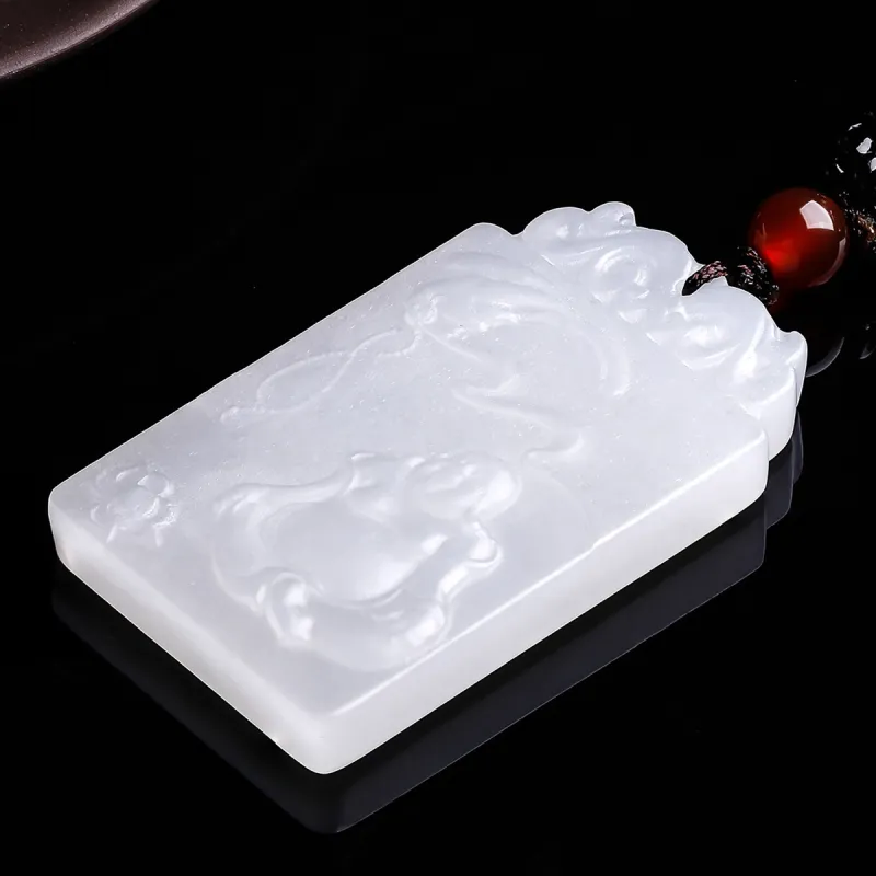 PEARL QUEEN Hetian Jade Pendants Pale Greenish-White Jade Unisex-5