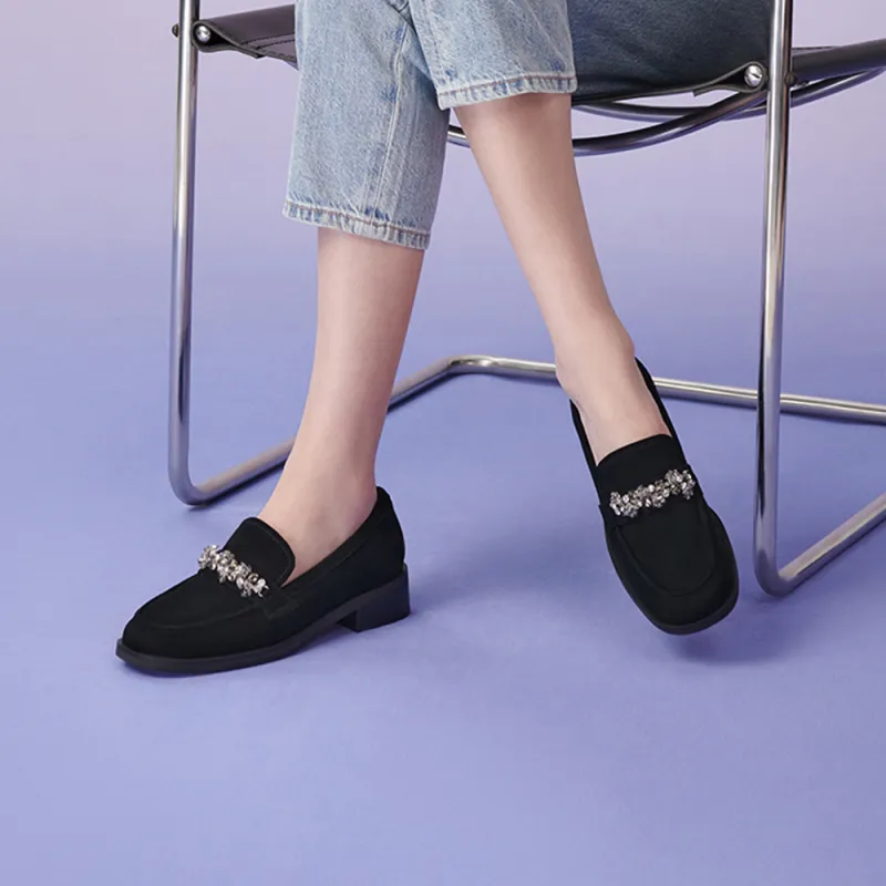 Joypeace Velour Latte Loafers 3.5cm Women's-5