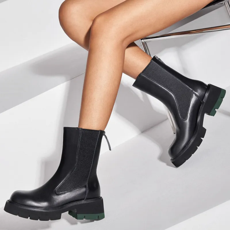 Staccato Short Chelsea Boots 5.5cm Women's Urban Techwear Black-4