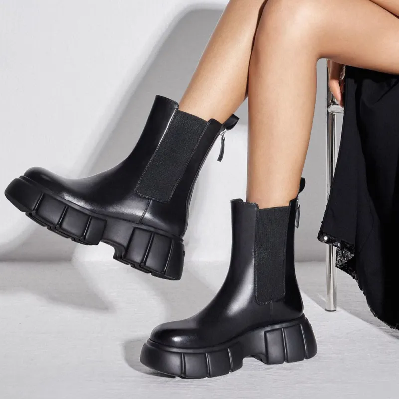 Staccato Short Chelsea Boots 5.5cm Women's Urban Techwear Black-5