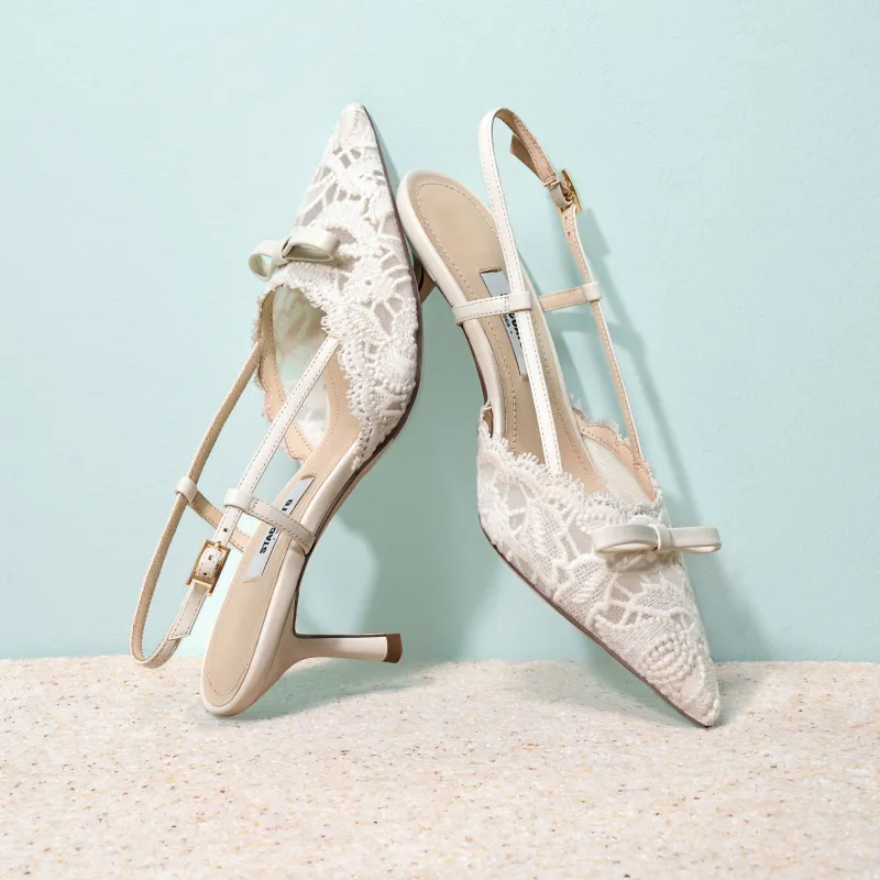 Staccato Burano Lace Island Slim Heel High Heels 6.5cm Women's-4