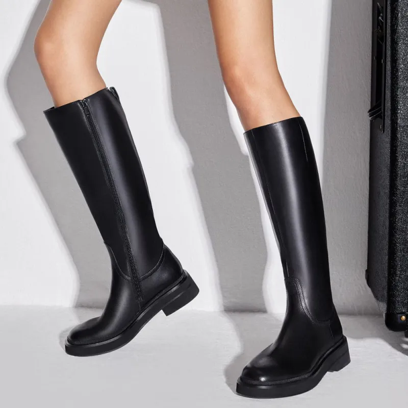 Staccato Knee high Boots 4.5cm Women's Cool And Stylish Black-5
