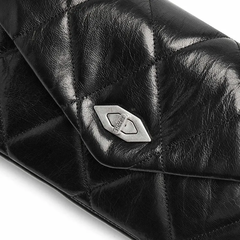 Staccato Sheepskin Shoulder Bag Medium Size Women's Black-5
