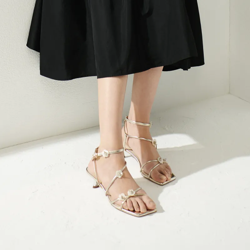 Joypeace Midsummer Dream One Strap Sandals 5CM Women's Gold-5