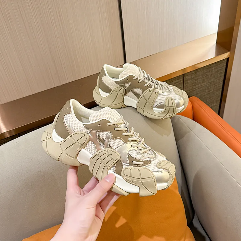 H2 Anti Slip Wear Resistant Low Top Chunky Sneakers Unisex White-17