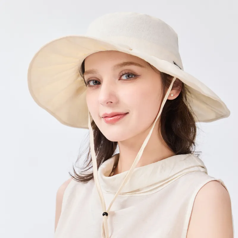 JIUMU Linen Sun Protection Hats Women's-3