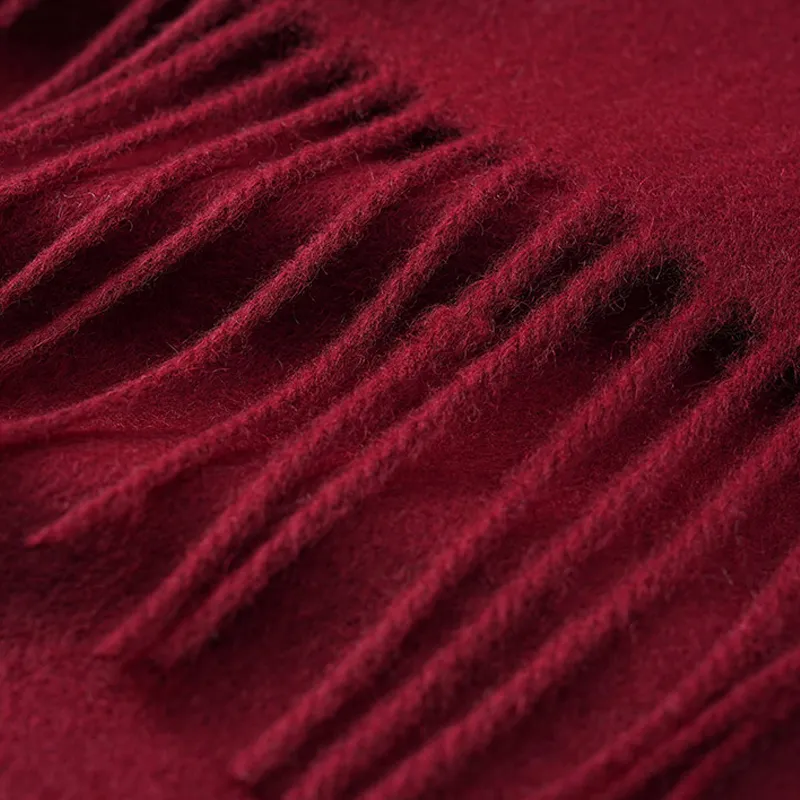 JIUMU 100% Cashmere Knit Scarves Women's China Red/Burgundy-4