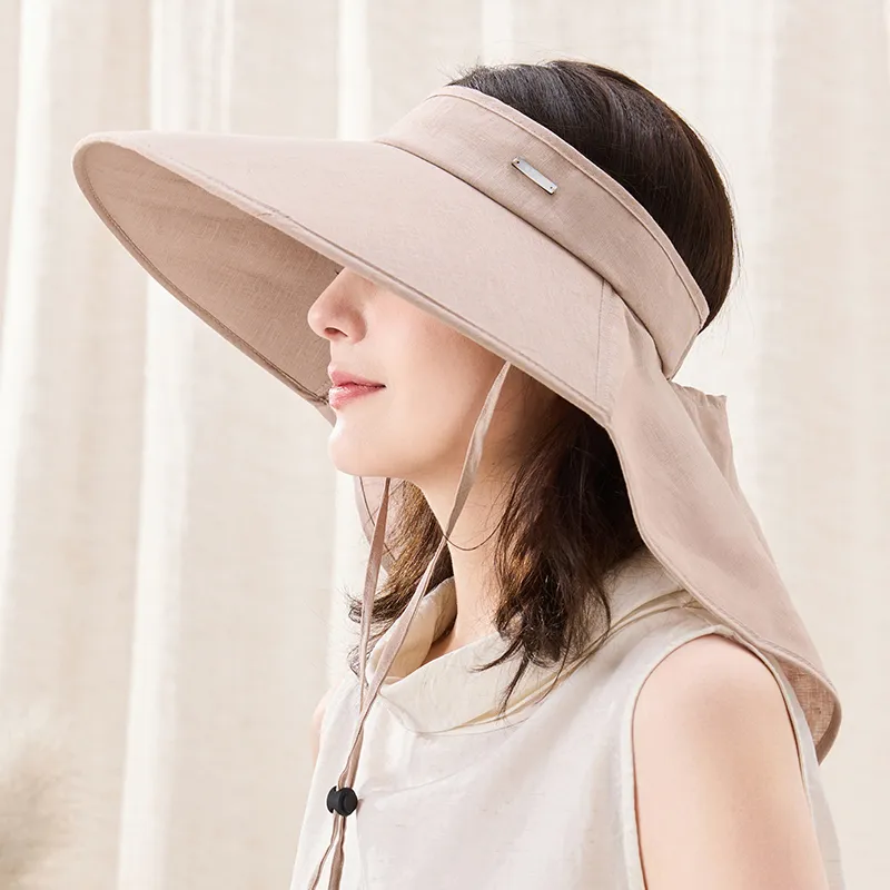 JIUMU Linen Sun Protection Hats Women's-5