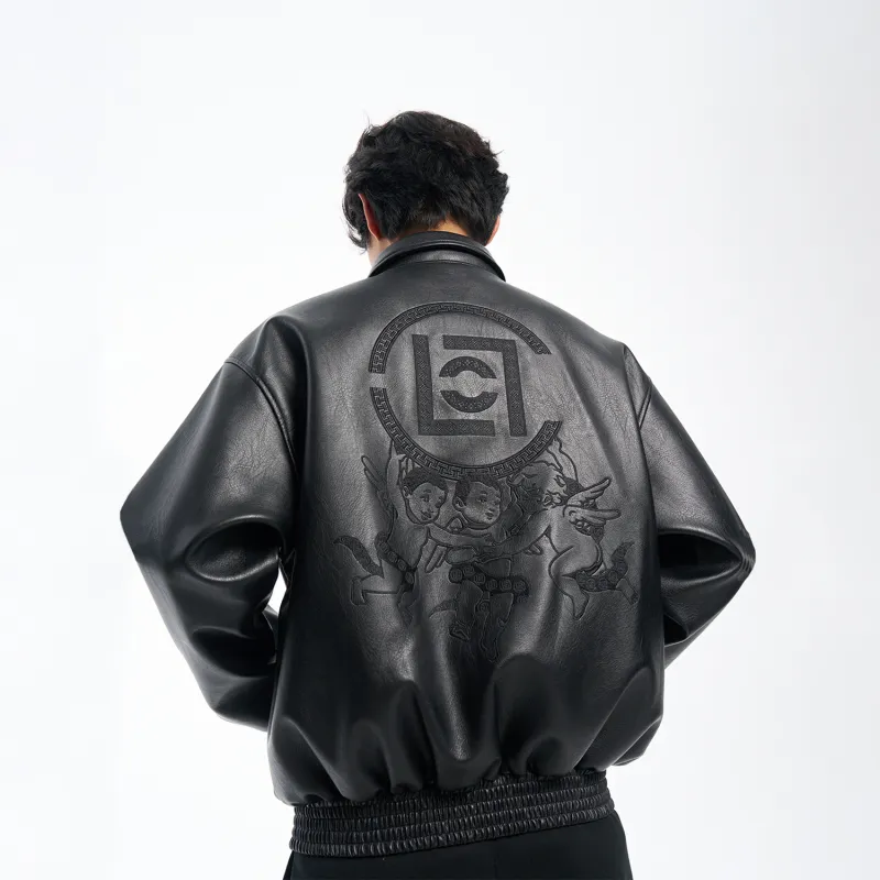 AFGK x CLOTTEE Leather Jacket Unisex Black-4