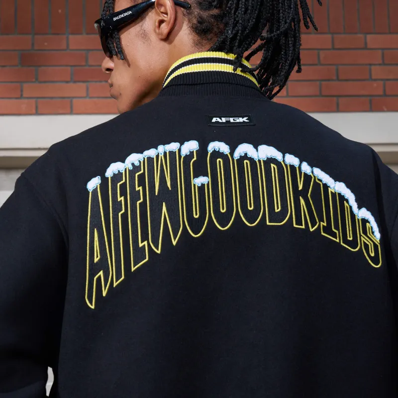 AFGK FW24 Baseball Jacket Unisex Black-4
