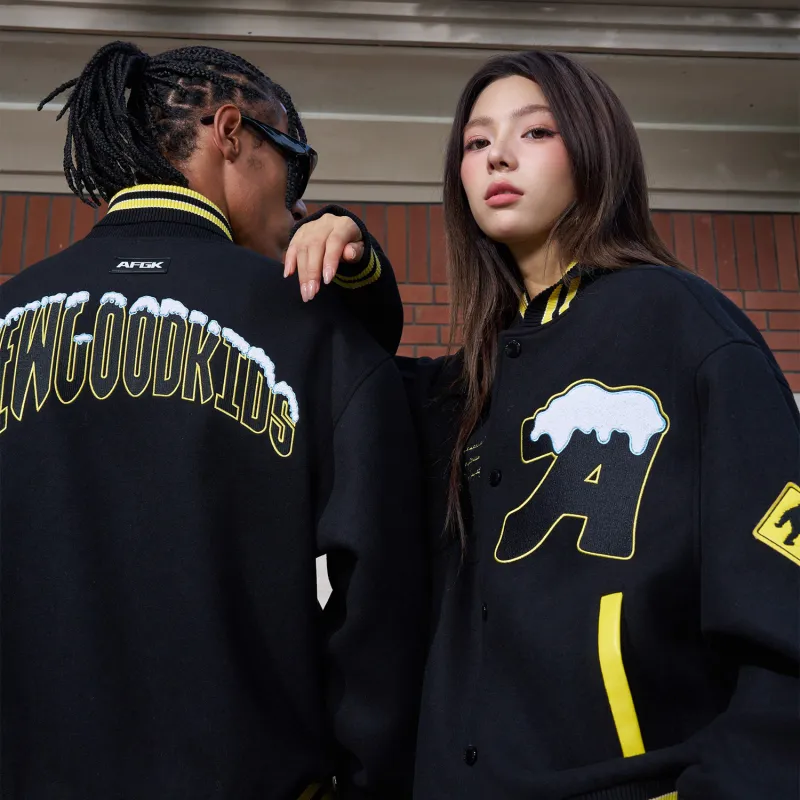AFGK FW24 Baseball Jacket Unisex Black-7