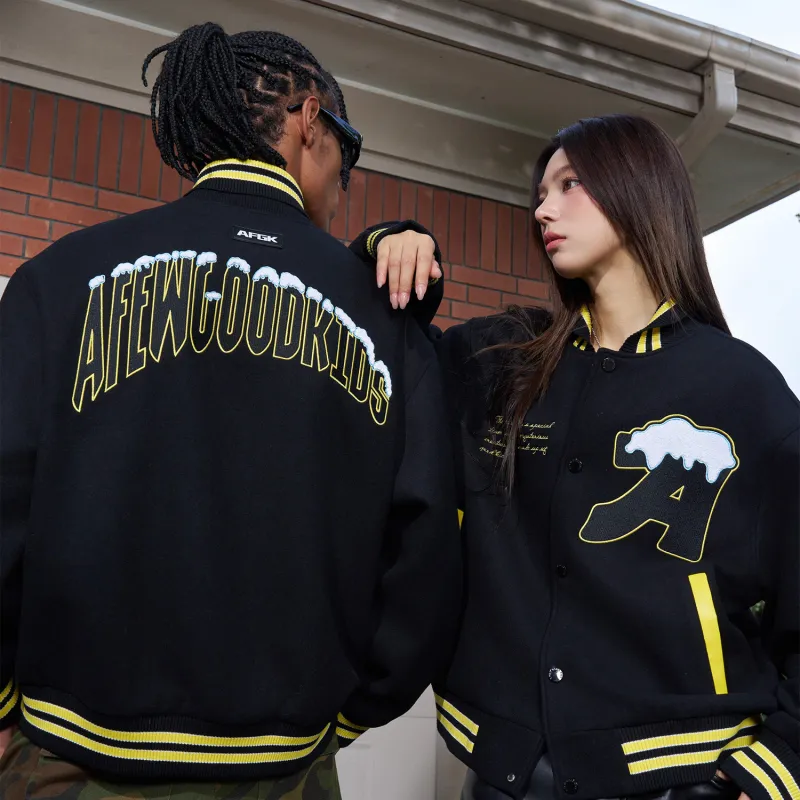 AFGK FW24 Baseball Jacket Unisex Black-2