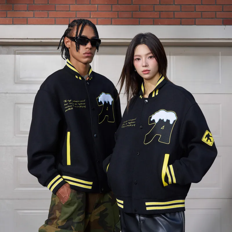 AFGK FW24 Baseball Jacket Unisex Black-6