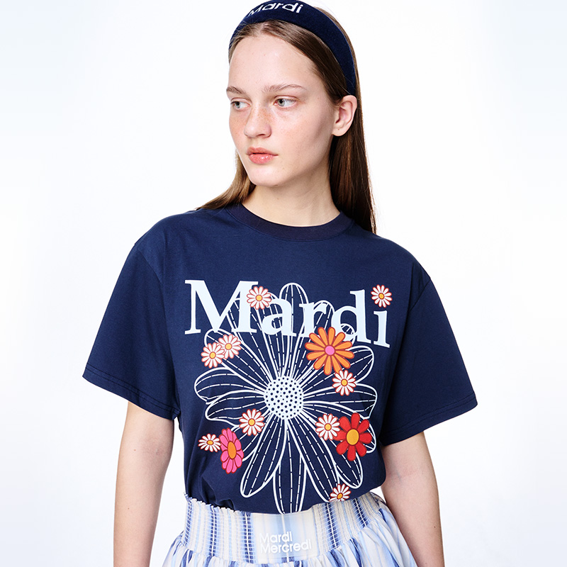 MARDI MERCREDI T-Shirts Unisex Bleached White (Pink) One
