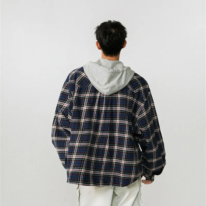 KOKO BASE Shirt Unisex Blue And Gray Plaid-2