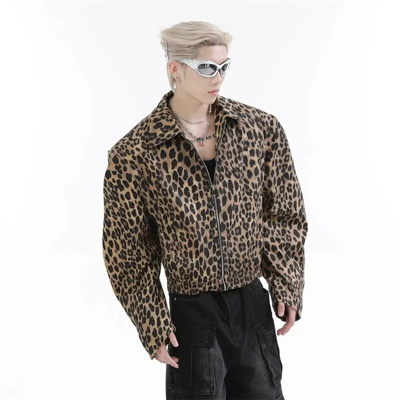 KOKO BASE Denim Jacket Unisex Leopard Print-4