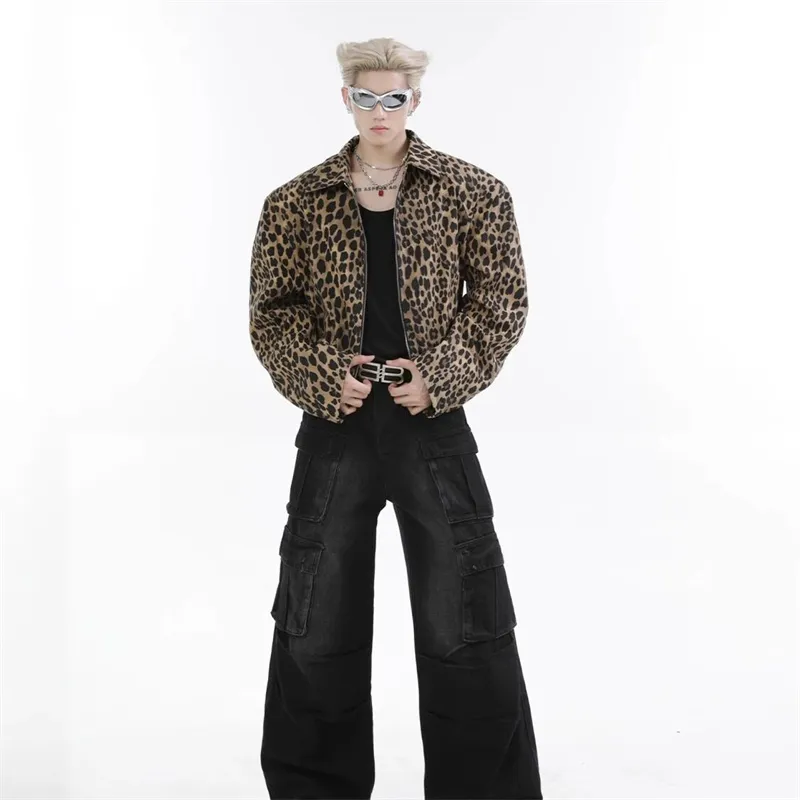 KOKO BASE Denim Jacket Unisex Leopard Print-6