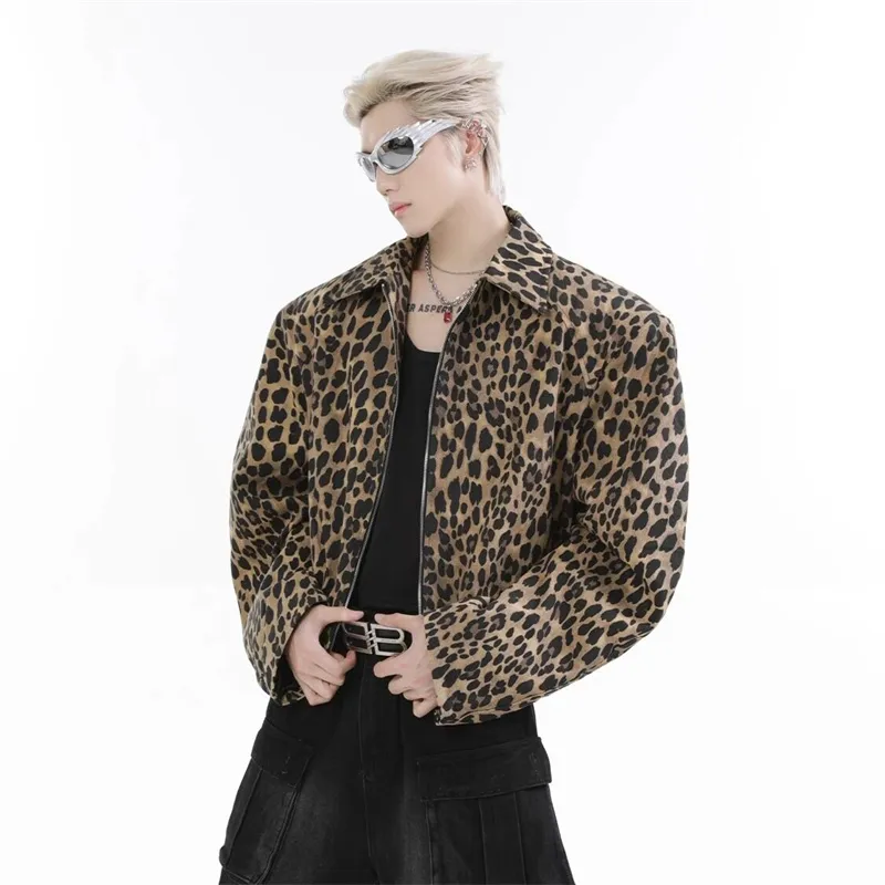 KOKO BASE Denim Jacket Unisex Leopard Print-2