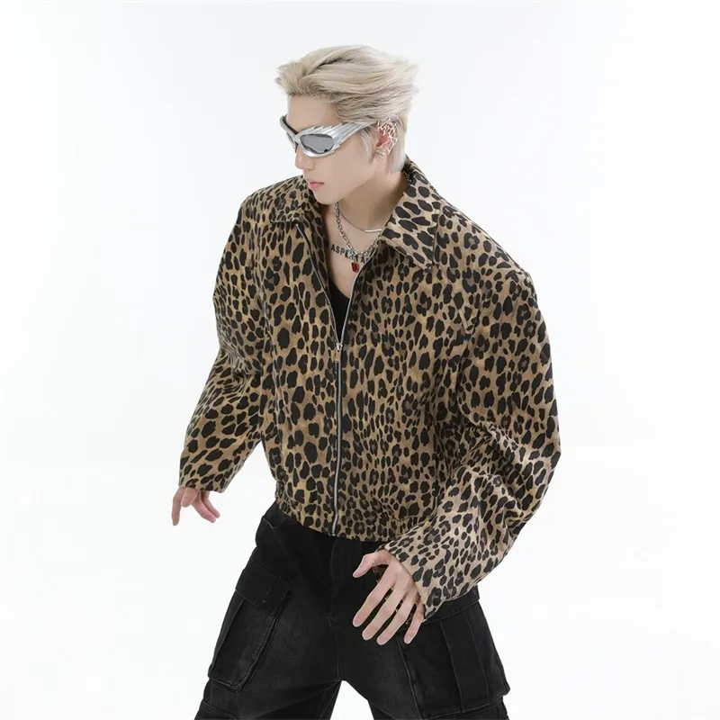 KOKO BASE Denim Jacket Unisex Leopard Print-3