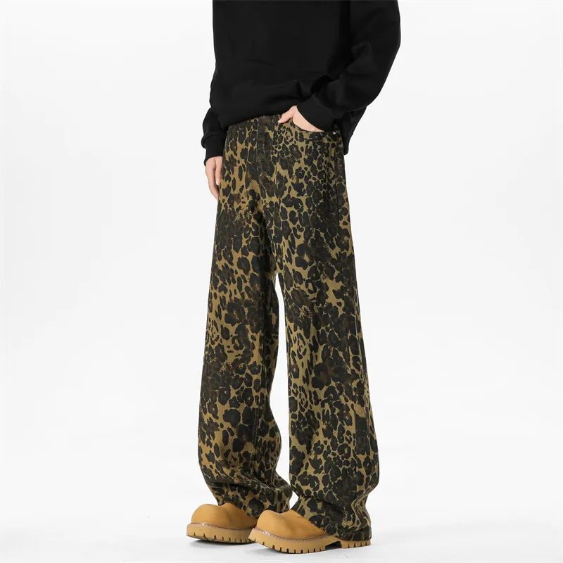 KOKO BASE Jeans Unisex Leopard Print-4