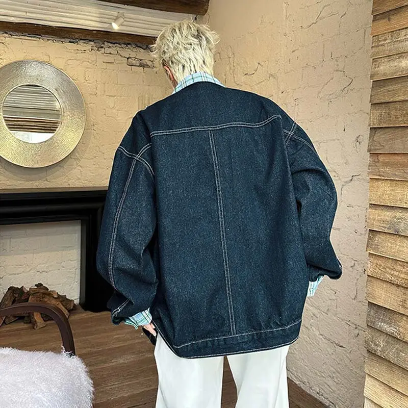 KOKO BASE Denim Jacket Unisex Red Plaid-8