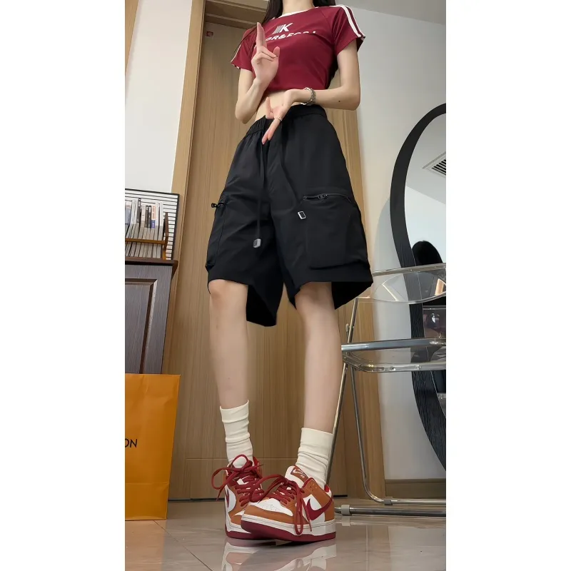 American Vintage Luxury Streetwear Large Pocket Versatile Casual Breathable Parachute Workwear 5 Button Shorts Unisex-2