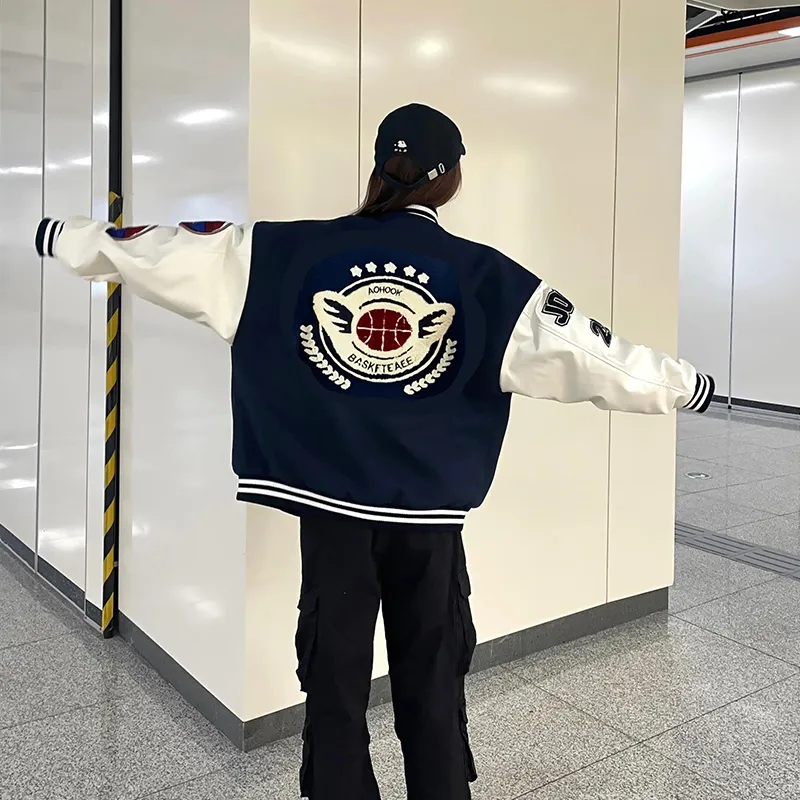 KOKO BASE Baseball Jacket Unisex Navy Blue-2