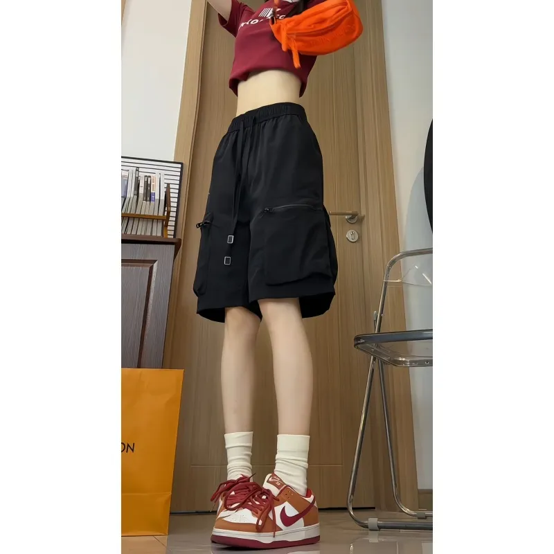 American Vintage Luxury Streetwear Large Pocket Versatile Casual Breathable Parachute Workwear 5 Button Shorts Unisex-4