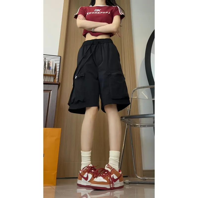 American Vintage Luxury Streetwear Large Pocket Versatile Casual Breathable Parachute Workwear 5 Button Shorts Unisex-3
