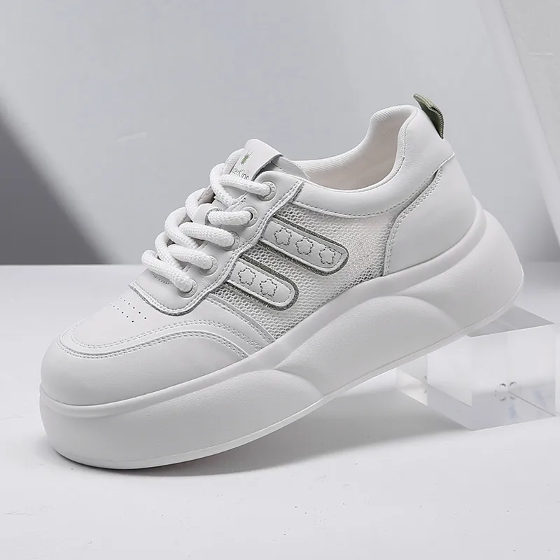Spider King Low Top Skateboard Shoes Women's White Green-1