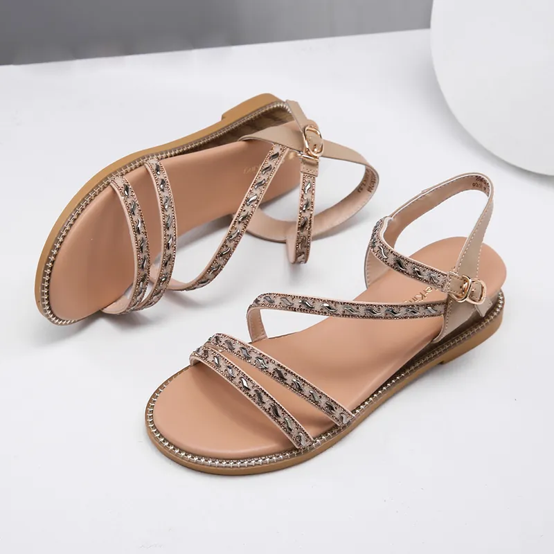 Spider King Strap Sandals Women's Apricot-1