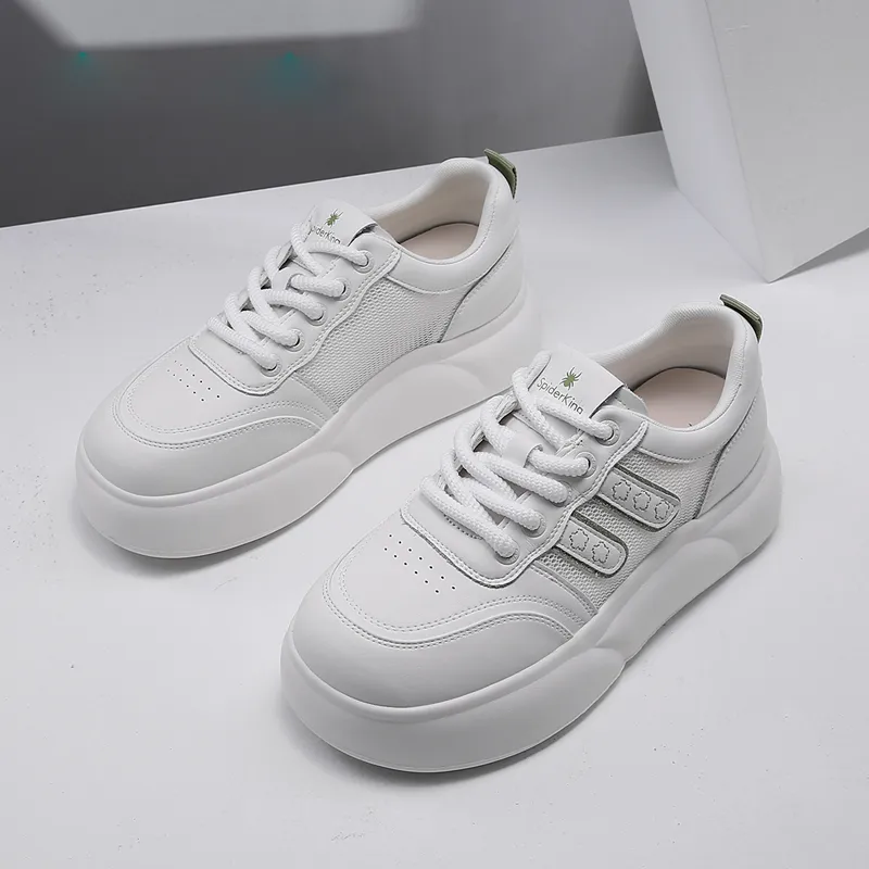 Spider King Low Top Skateboard Shoes Women's White Green-2